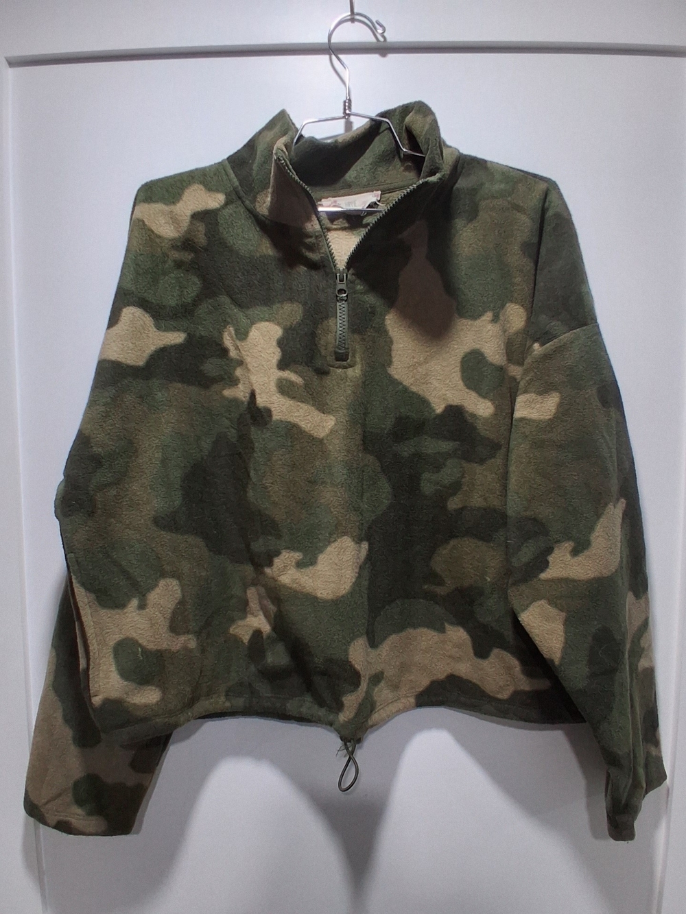 Hippie Rose Camo Quarter-Zip Fleece Crop Jacket XL